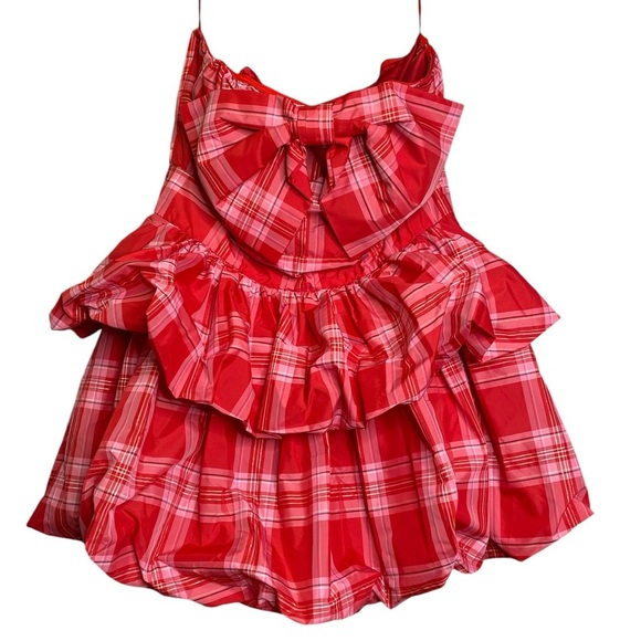 Loveshackfancy Francie Taffeta Bow Plaid‎ Mini Dress - Picture 3 of 8